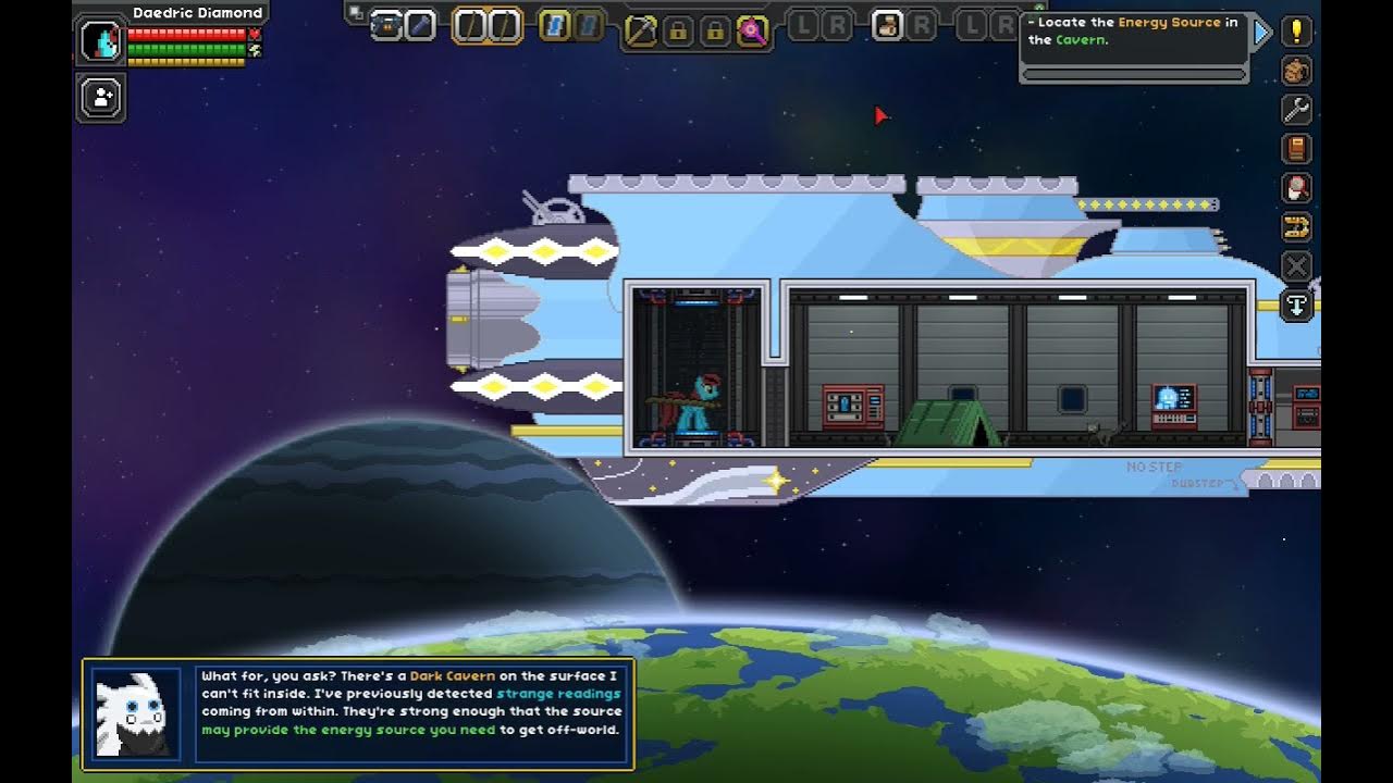 Starbound Frackin Universe Ep 2 Early Crafting and Dark Cavern YouTube