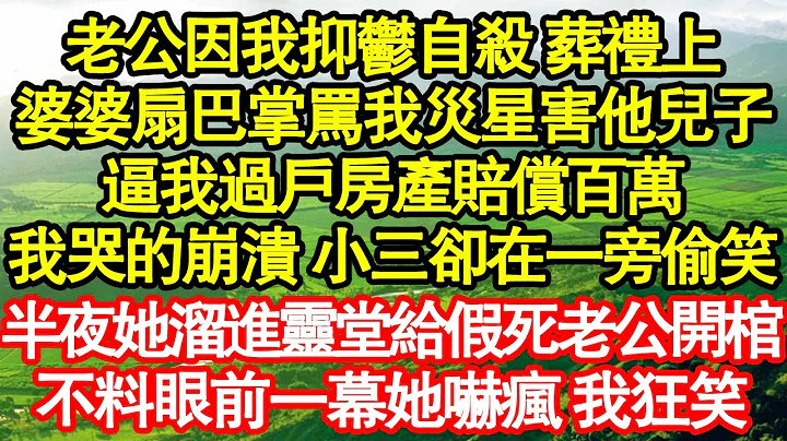老公因我抑鬱自殺 葬禮上，婆婆扇巴掌罵我災星害他兒子，逼我過戶房產賠償百萬，我哭的崩潰 小三卻在一旁偷笑，半夜她溜進靈堂給假死老公開棺，不料眼前一幕她嚇瘋 我狂笑真情故事會||老年故事||情感需求 - 天天要聞