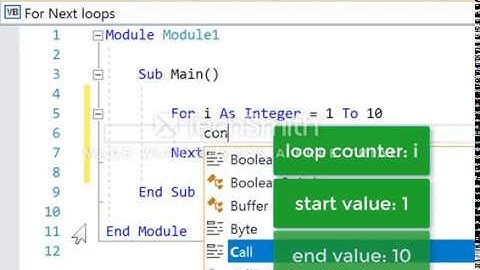 For   To   Next loops in Visual Basic