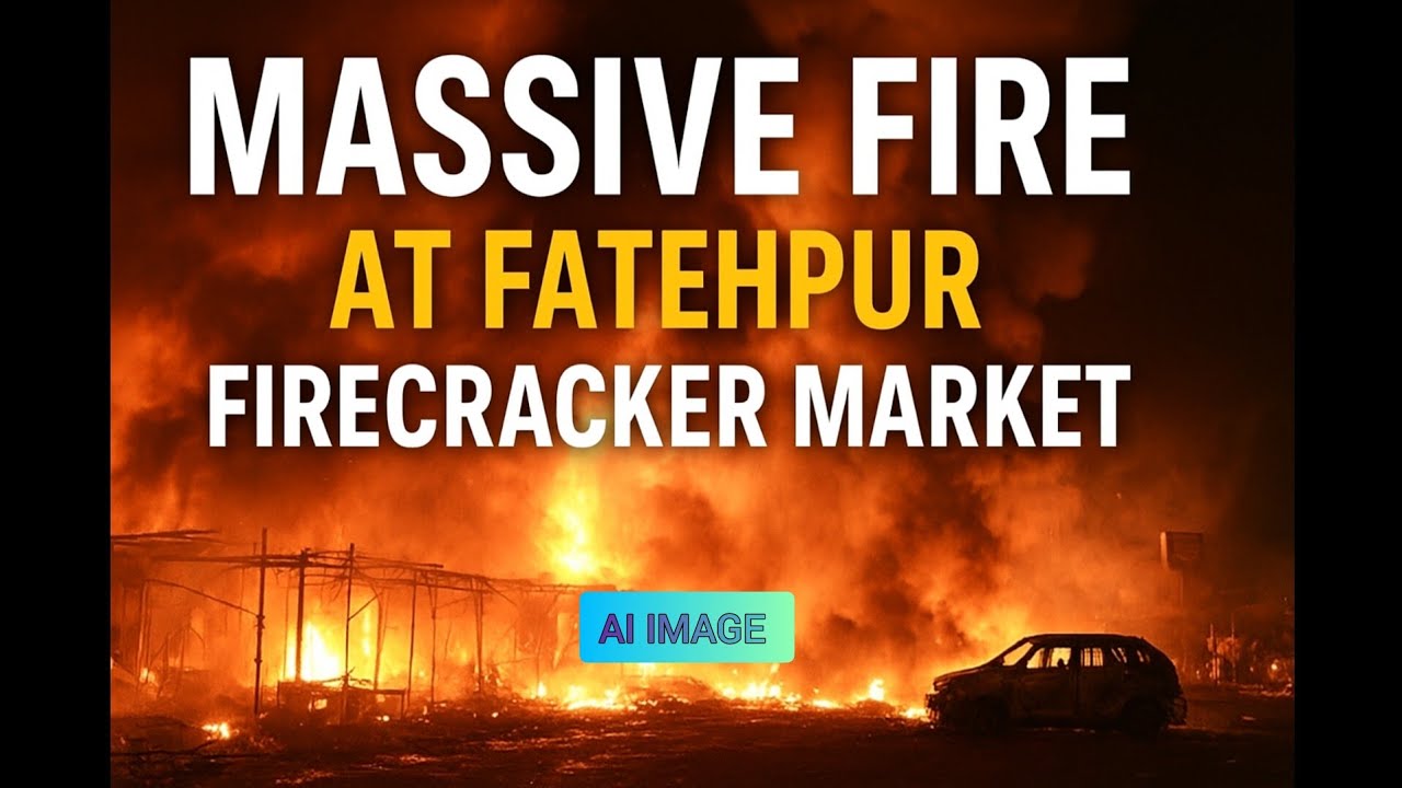 Fire at Firecracker Market in Fatehpur | Massive Blaze Destroys Shops ...