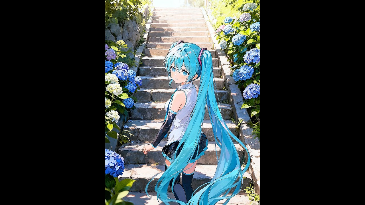 紫陽花の咲く石段で #shorts #初音ミク #紫陽花