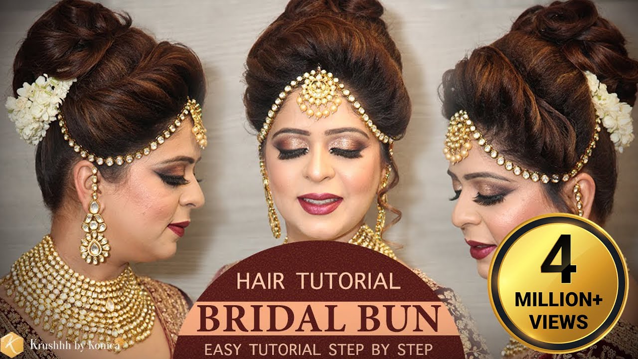 traditional bun hairstyle for saree with gajra - YouTube