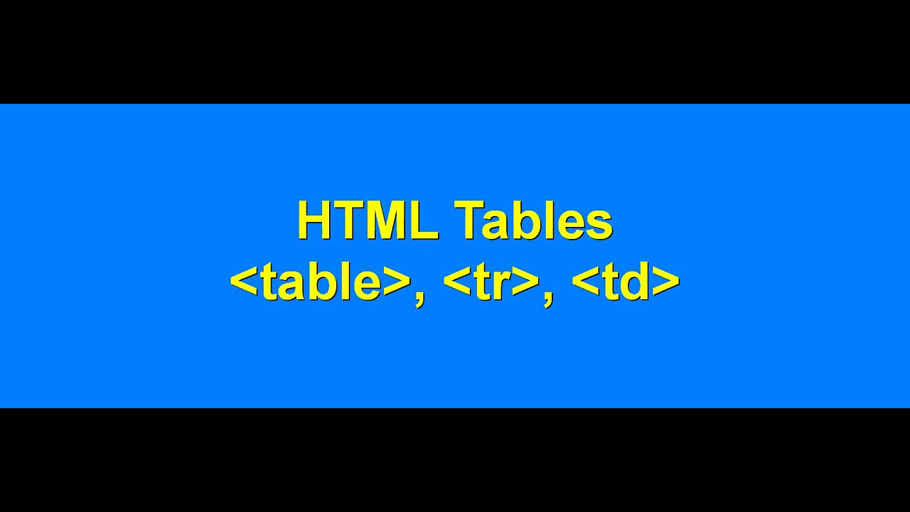 HTML Table Tag - YouTube