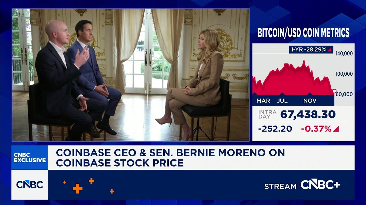 Watch CNBC's full interview with Coinbase CEO Brian Armstrong and U.S. Senator Bernie Moreno