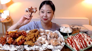 매콤달콤한 닭강정 허니버터치킨 닭목살튀김 양배추샐러드 먹방 Honey butter chicken Spicy Dak gangjeong Mukbang Eatingsound