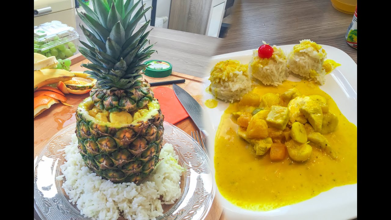 Currygeschnetzeltes mit Früchten in der Ananas - YouTube