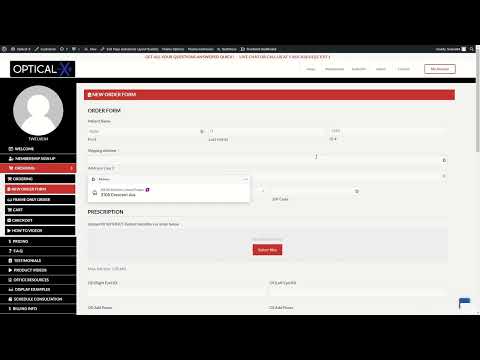 Place Order Optical X Portal