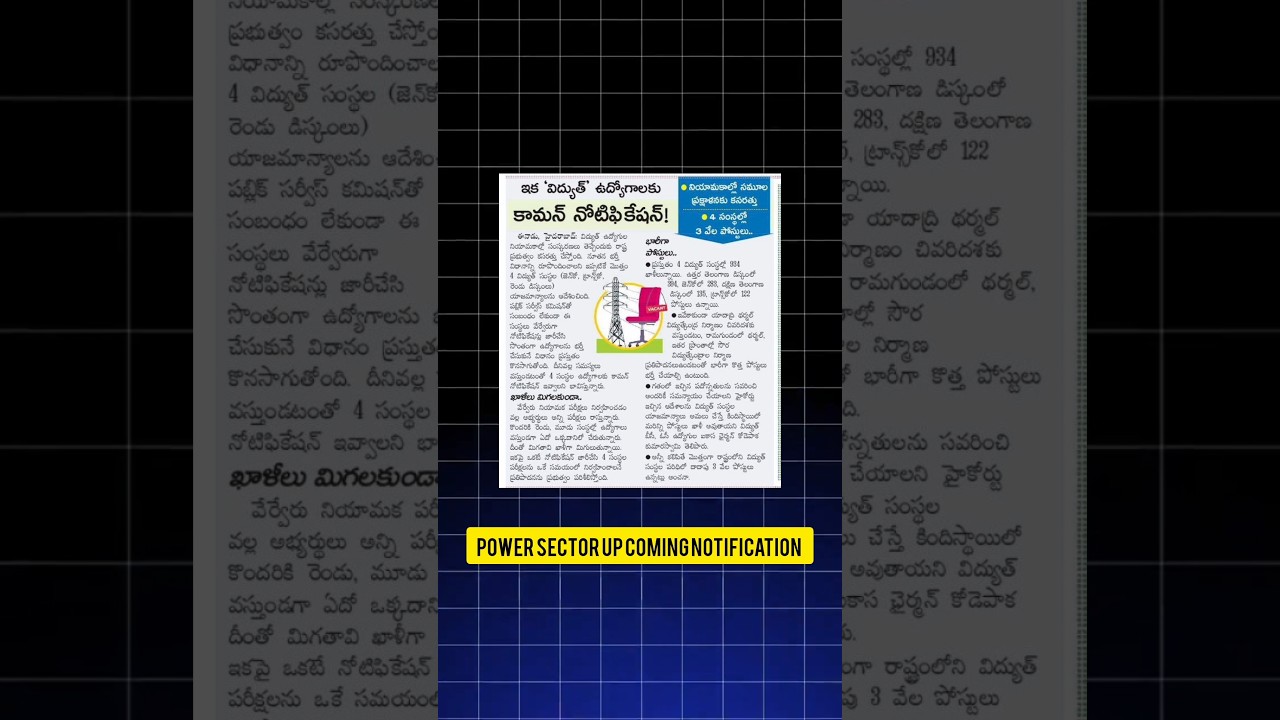 Telangana Electricity Upcoming Jobs Details...