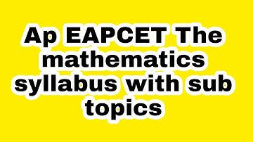 AP EAPCET mathematics syllabus with sub topics
