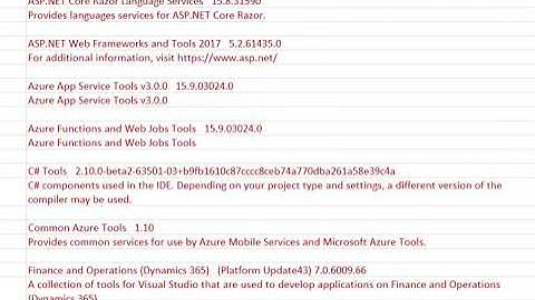 Microsoft Visual Studio Version information with D365 FO(Dynamics 365 Finance & operation