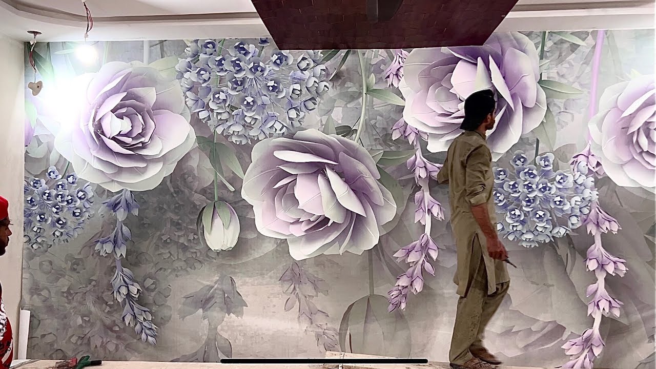 3d flex wallpaper installation | flex wallpaper fix krny ka trika