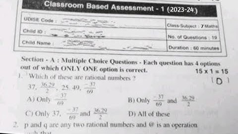 Ap 7th class cba-1 fa1 maths question paper 2023-24|7th class maths cba-1 question paper 2023 Ap