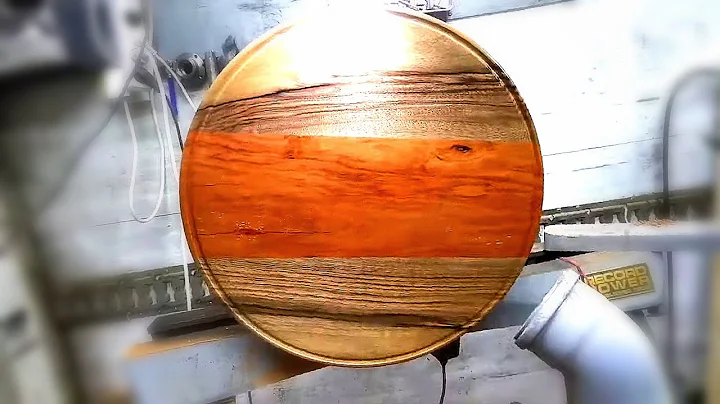 Wood turning - Lazy susan - 43cm Wooden Plate on C...