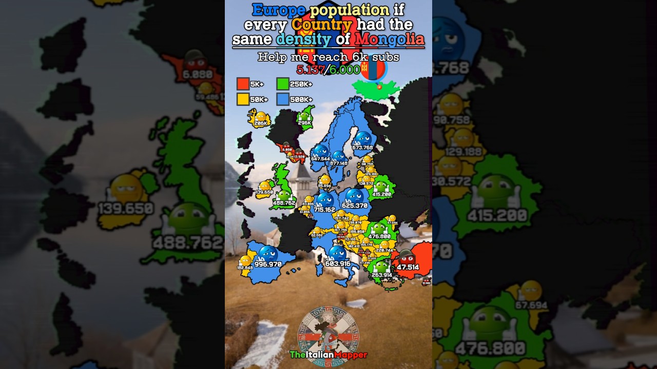 Europe population with the same density as Mongolia I 