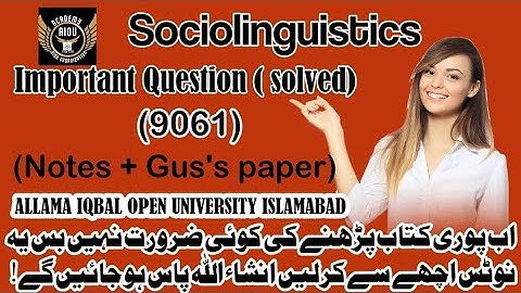 Sociolinguistics 9061 Guess paper Autumn 2023 | Bs English | Sociolinguistics 9061 Past paper |