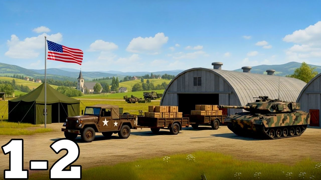 Truck Pengangkut Peralatan Perang Amerika Melewati Medan Perang - Truck Simulator Frontline WW2