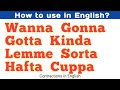 Contracted words | Gonna | Wanna | Gotta | Kinda | Sorta | Hafta | Lemme | Shoulda