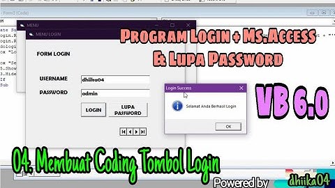VB6 | 04 Membuat Login Database Access & Lupa Password - Coding Tombol Login dan Create Form Menu