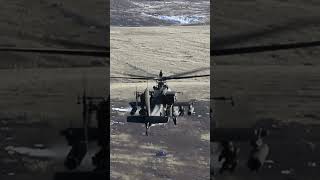 AH 64E Apache Helicopter Firing AGM 114 Hellfire Missiles at Yakima Training Center on Jan 24, 2023
