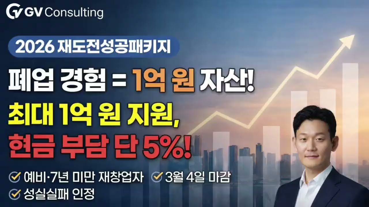 [공고] 폐업하신 사장님, 정부가 1억 원 드립니다! (현금 부담 단 5%로 재창업하는 법) #재도전성공패키지 #재창업지원금 #폐업소상공인 #사업실패극복 #재창업성공 #정주지원금
