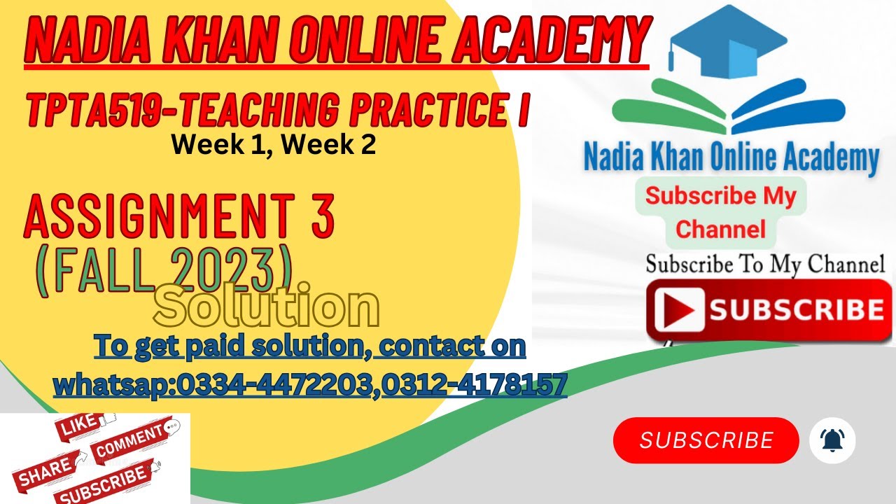 TPTA519 Teaching Practice I assignment 3 solution fall 2023 by nadia khan online academy II tpta519