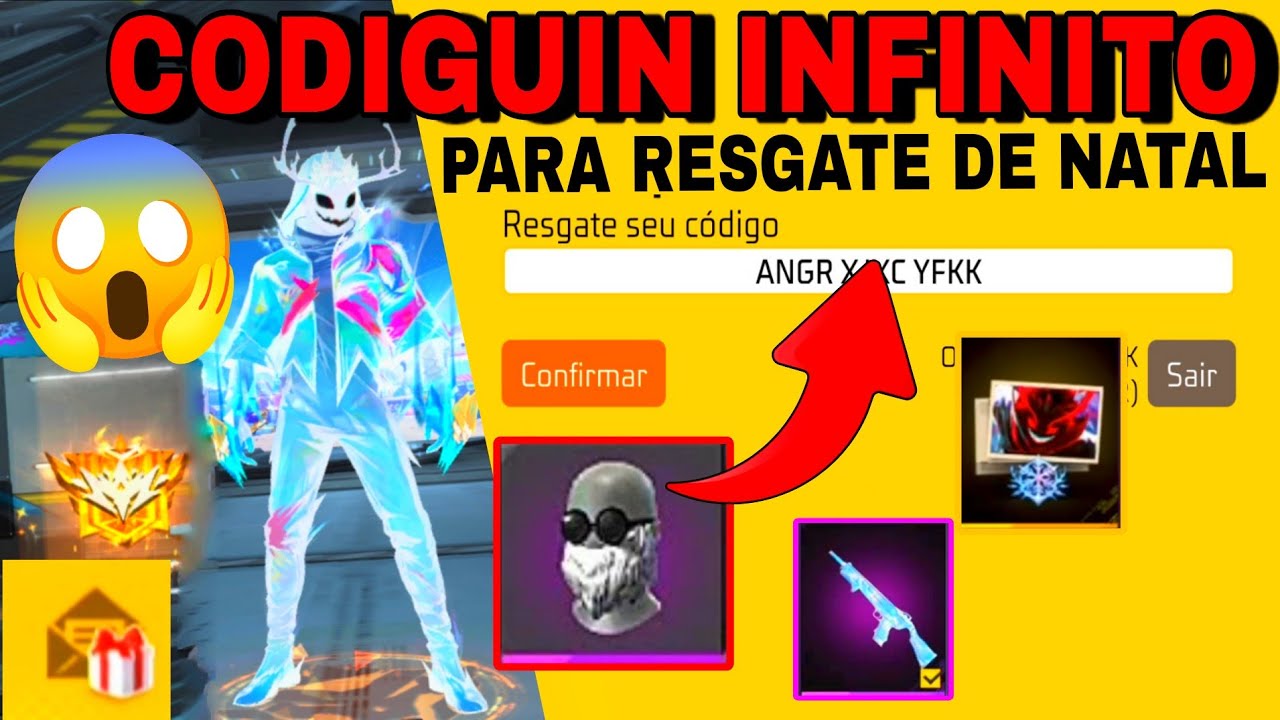 JÁ NOVO CODIGUIN INFINITO DE RESGATE NO FREE FIRE 😱 Codiguinhos SKINS e Barbinha Natal 🎁 Código