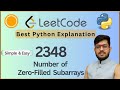 Leetcode 2348. Number of Zero-Filled Subarrays | Counting Subarrays with Math | Python Solution