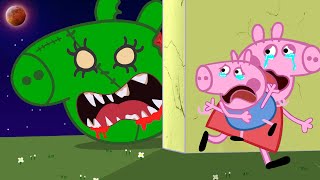 PEPPA PIG TURNED INTO A GIANT 3 HEAD ZOMBIE AT HOUSE | Peppa Pig Funny Animation