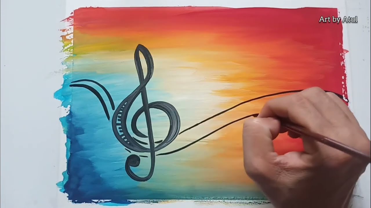 Music Note Painting Tutorial Music Painting Ideas Easy Music Painting On Paper Youtube