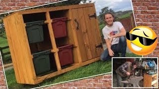 I built this storage unit to help organize all of our recycling and rubbish in a neat and tidy manor. Not only does it look great but it