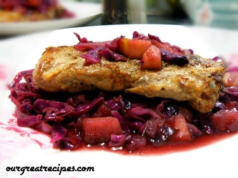 Pork Chops with Red Cabbage and Apples
