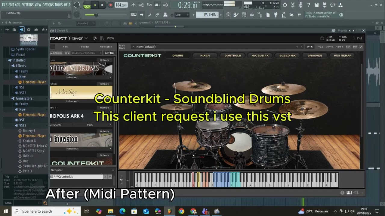 Drum MIDI Preview using Counterkit VST!