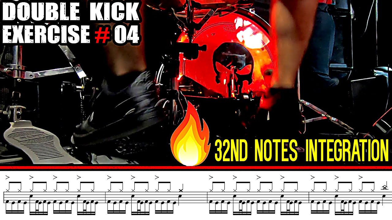 DOUBLE KICK DRUM EXERCISE 04 ( 32nd notes Integration ) YouTube