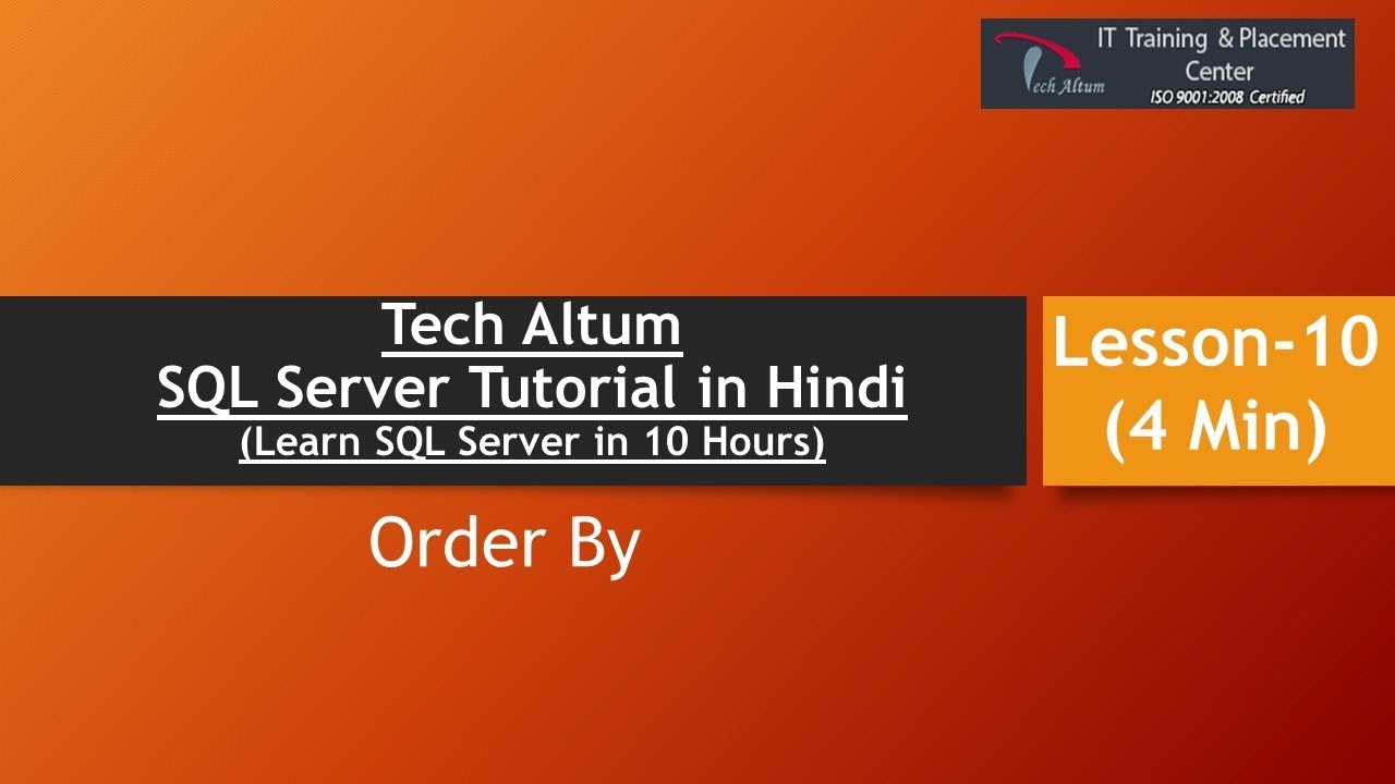 Order By  Sorting in SQL  Descending  SQL Server Tutorial in Hindi  Lesson   10