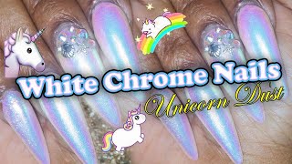 Acrylic Nails Tutorial - How To White Chrome Nails - Nail Art - Gel Nail Polish - for Beginners screenshot 5