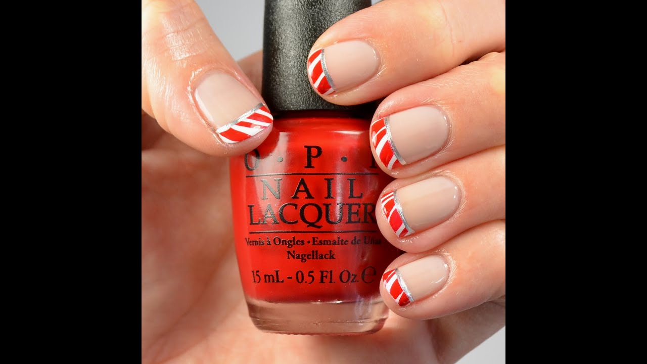 Nail Tutorial Candy Cane French Tip YouTube