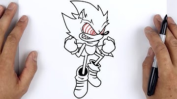 HOW TO DRAW FLEETWAY SUPER SONIC | Friday Night Funkin (FNF) - Easy Step By Step