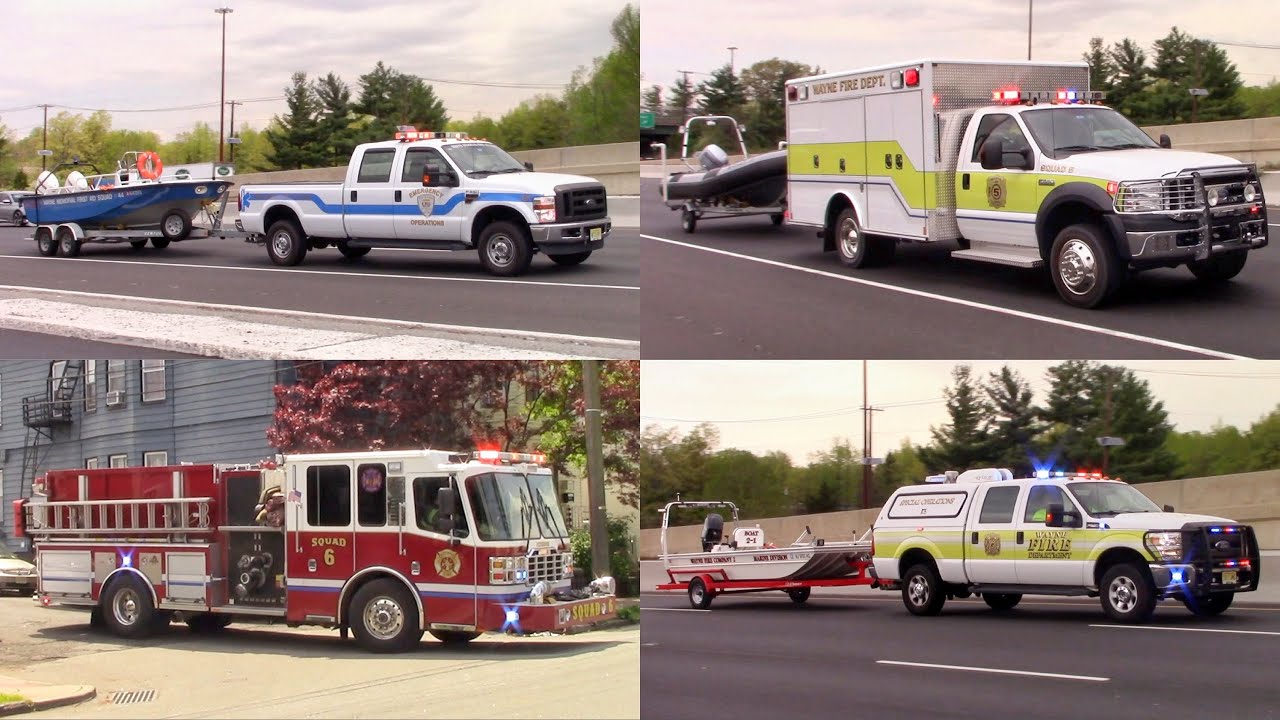 Fire Trucks Responding To A Water Search In Wayne New Jersey 4-26-23
