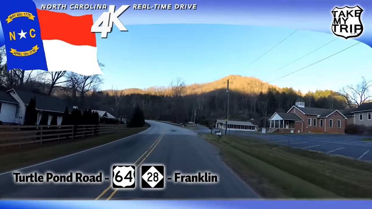 Highlands to Franklin, North Carolina on some backroads & US 64 NC 28 scenic drive in 4K