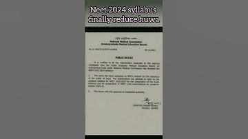 neet 2024 syllabus reduced#neet  2024 syllabus#NMC#NTA#viral#neet 2024 news