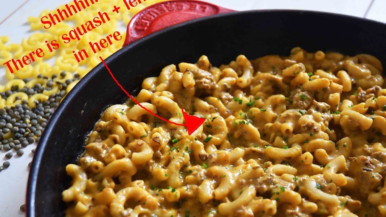 Meat On The Side - Homemade Hamburger Helper with Squash + Lentils