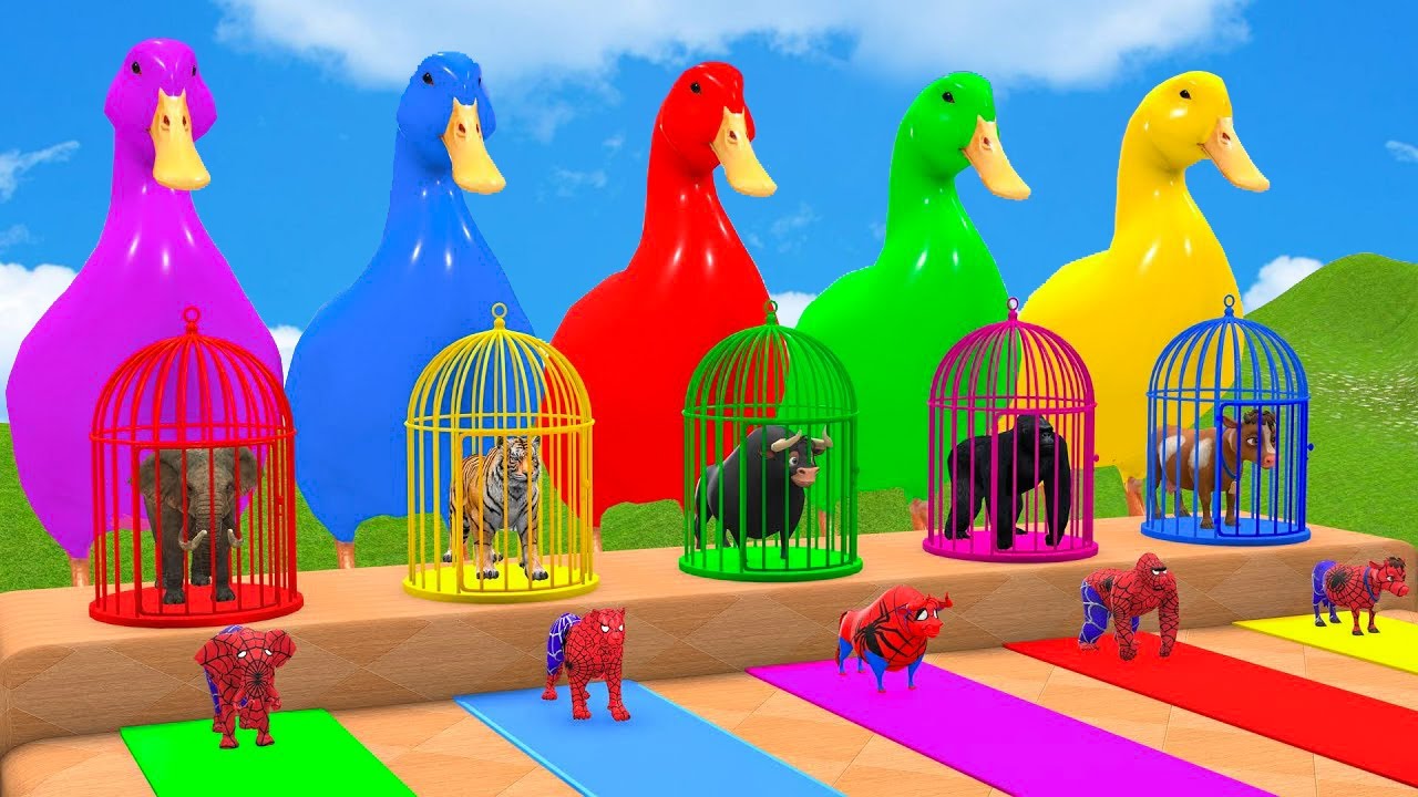 Long Slide Game With Elephant Gorilla Buffalo Hippopotamus Tiger 3d Animal Game Funny 3d Animals