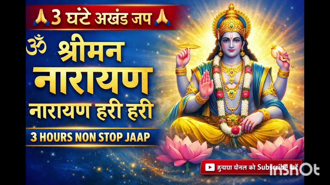 3 घंटे श्रीमन नारायण नारायण हरि हरि 🙏 | 3 Hours Non Stop Jaap | Vishnu Bhajan