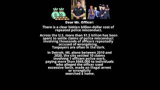 Dear Mr., Officer: Police Misconduct Costs Taxpayers 1B in payouts. #shorts #short #subscribe #cops