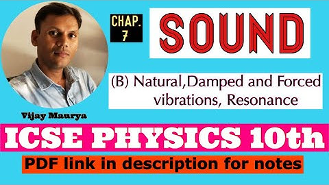 SOUND | PART (B)- NATURAL,DAMPED AND FORCED VIBRATIONS | ICSE 10TH | ACE PHYSICS VIJAY SIR