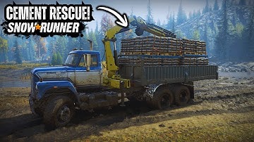 Rescue of CEMENT LOADS in SNOWRUNNER – Full Mission!