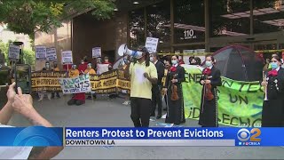 Protesters Surround Downtown LA Courthouse To Demand Rent Relief