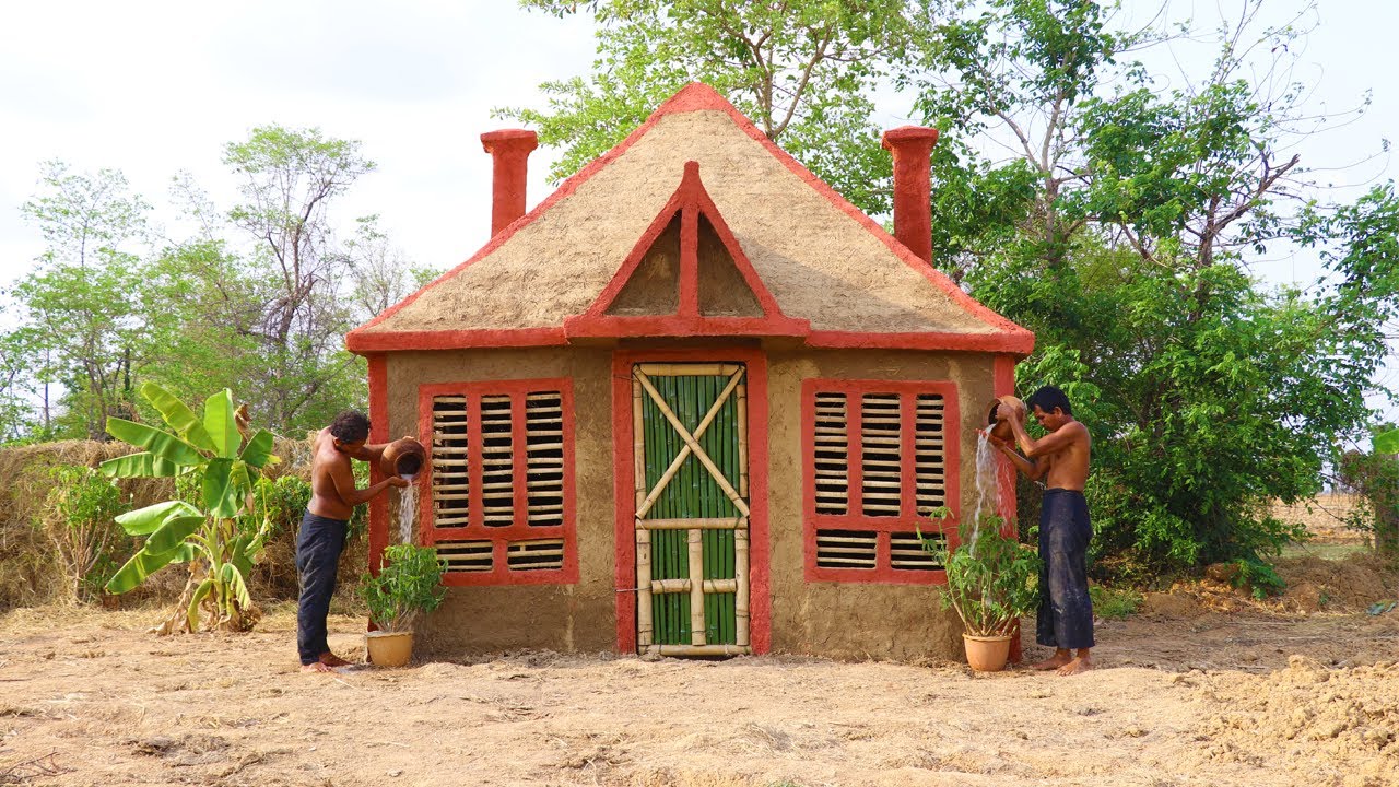 Primitive Skill Builder: Building Living House Using Bamboo, Wood And Mud By Ancient Skill