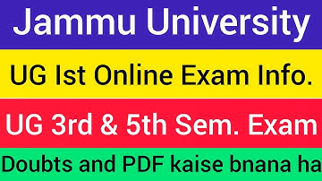 Jammu University Latest Update || UG Ist, 3rd & 5th Sem. || PDF kaise bnaye? || Datesheet Update