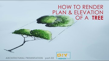 HOW TO RENDER PLAN & ELEVATION OF A TREE using WATERCOLOR  | ARCHITECTURAL PRESENTATION  | part- 02